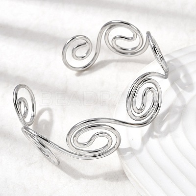 304 Stainless Steel Cuff Bangles for Women BJEW-Z150-01P-01-1