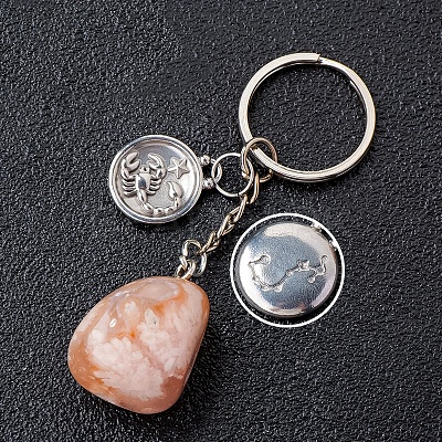 Natural Cherry  Blossom Agate Keychain PW-WG6B815-20-1