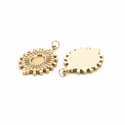 Ion Plating(IP) 304 Stainless Steel Pendant Enamel Settings STAS-N097-136LG-1