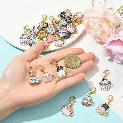 24Pcs 6 Styles Printed Alloy Enamel Pendant Decorations HJEW-YW00247-1