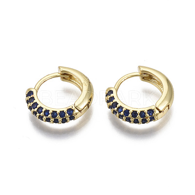 Brass Micro Pave Cubic Zirconia Huggie Hoop Earrings EJEW-R144-004B-NF-1