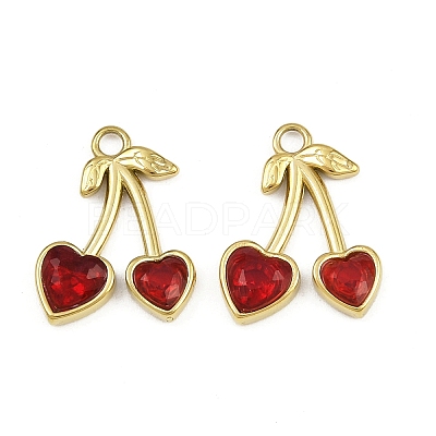 304 Stainless Steel Glass Pendants STAS-P415-29G-1