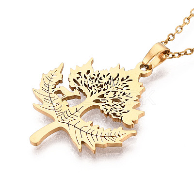 304 Stainless Steel Pendant Necklaces NJEW-T018-50G-1