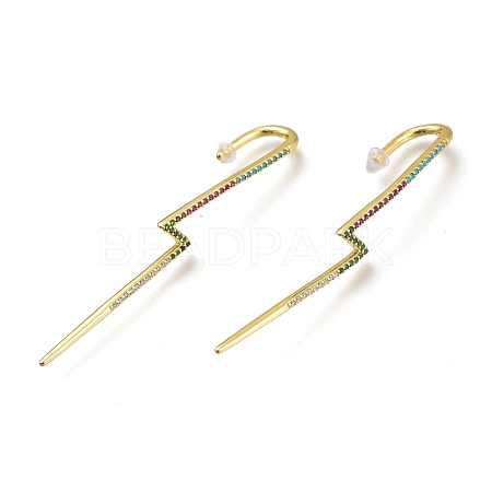 Brass Micro Pave Cubic Zirconia Ear Wrap Crawler Hook Earrings X-EJEW-O097-04G-02-1