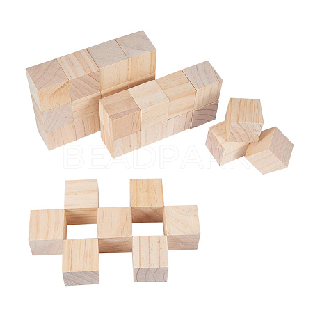 BENECREAT Solid Cube Wooden Block DIY-BC0010-04-1