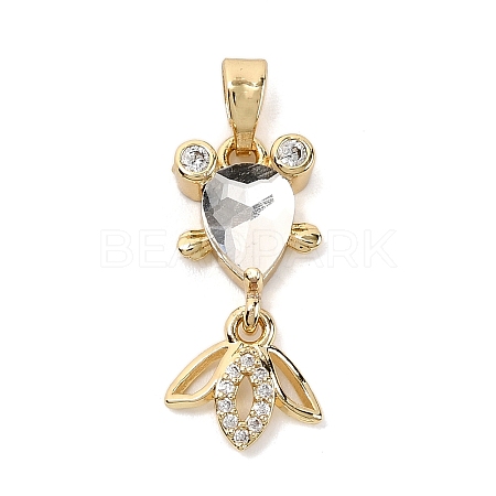 Brass Micro Pave Cubic Zirconia Pendants KK-K375-27G-19-1