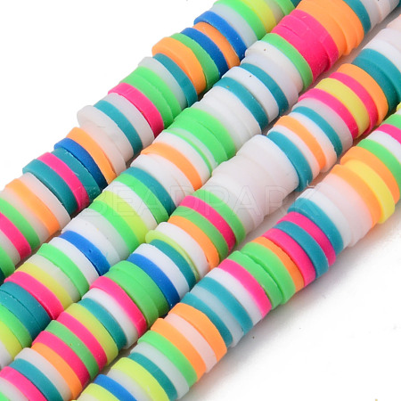 Handmade Polymer Clay Beads Strands CLAY-R089-4mm-105-1