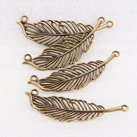 Cadmium Free & Nickel Free & Lead Free Antique Bronze Filigree Leaf Tibetan Style Links connectors X-TIBE-A5804-AB-NR-1