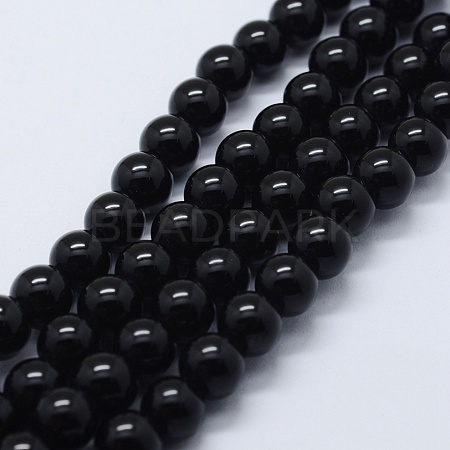 Natural Black Onyx Beads Strands G-P369-02-12mm-1