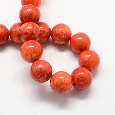 Natural Dyed Yellow Jade Gemstone Bead Strands G-R271-6mm-Y20-1