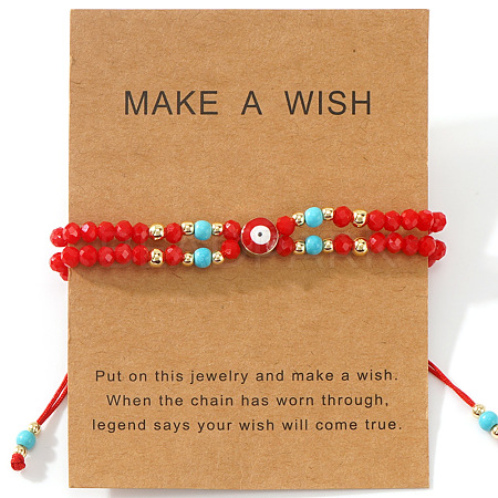 Handmade Glass & Synthetic Turquoise Rondelle Beaded Multi-layered Braided Bead Bracelets LO5991-5-1