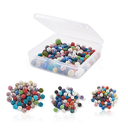 Craftdady 180Pcs 3 Style Polymer Clay Pave Rhinestone Beads RB-CD0001-04-1