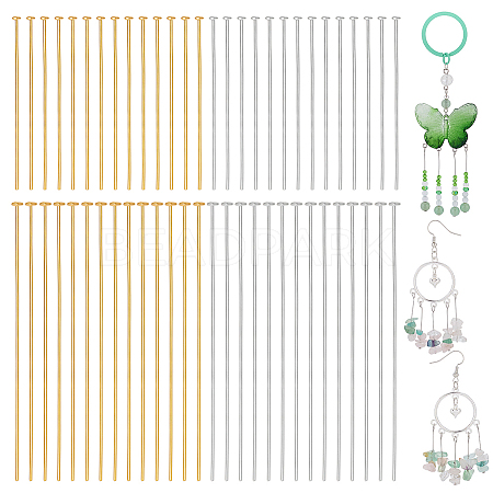 400Pcs 4 Styles 304 Stainless Steel Flat Head Pins STAS-PH0007-42-1