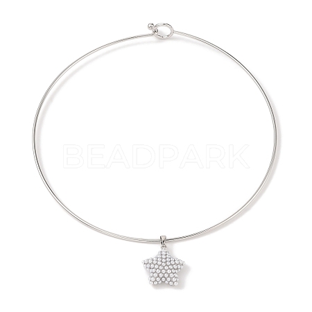 Brass with ABS Imitation Pearl Charm Necklace BJEW-Q350-05B-P-1