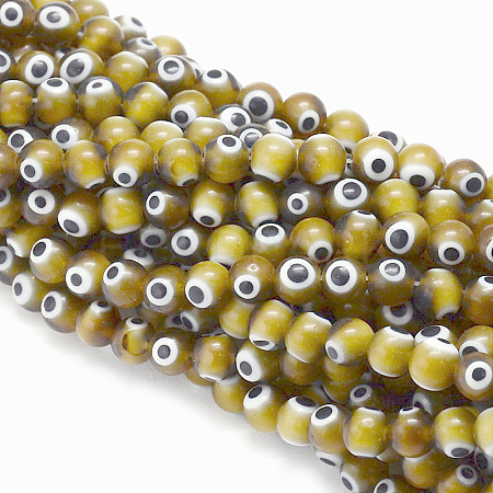 Handmade Evil Eye Lampwork Round Bead Strands LAMP-L055-8mm-02-1