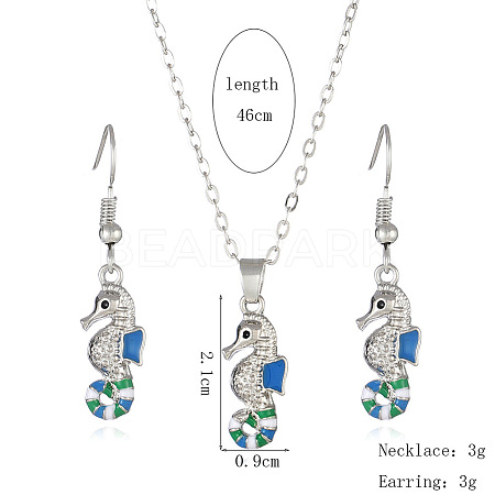Alloy Enamel Pendant Necklaces & Dangle Earrings Sets FS-WGBC05C-06-1