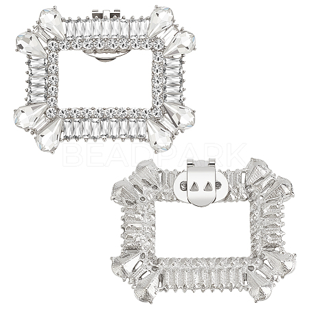 2Pcs Platinum Alloy & Rhinestone Detachable Shoe Buckle Clips FIND-FG0003-11-1
