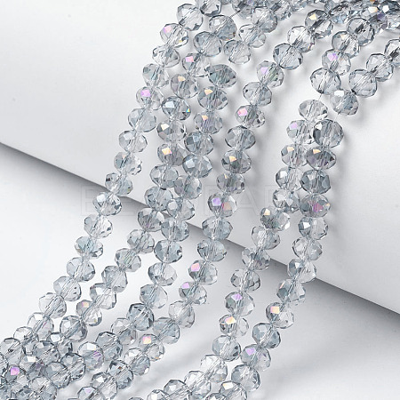 Electroplate Transparent Glass Beads Strands X-EGLA-A034-T8mm-F10-1