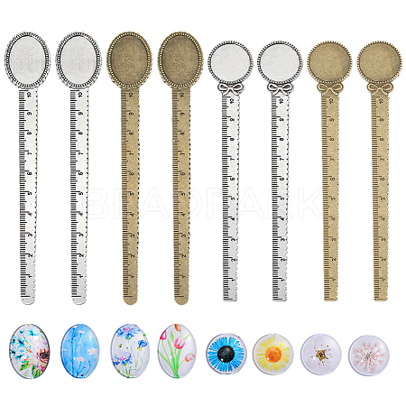 DIY Oval & Flat Round with Flower Bookmark Making Kits DIY-SC0032-08-1