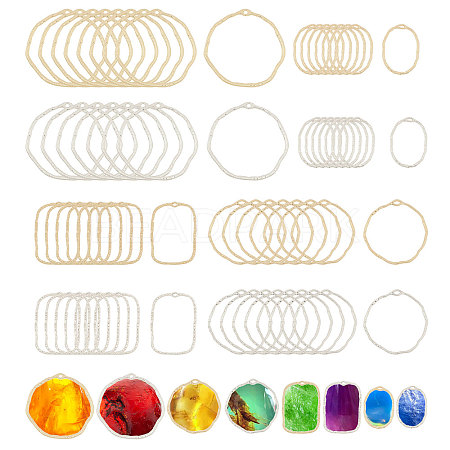 CHGCRAFT 48Pcs 8 Styles Alloy Open Back Bezel Pendants FIND-CA0008-31-1