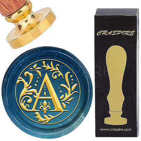 Brass Wax Seal Stamps with Wood Handle AJEW-WH0412-0234-1