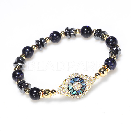 Synthetic Blue Goldstone Bead Bracelets BJEW-P240-G01-1