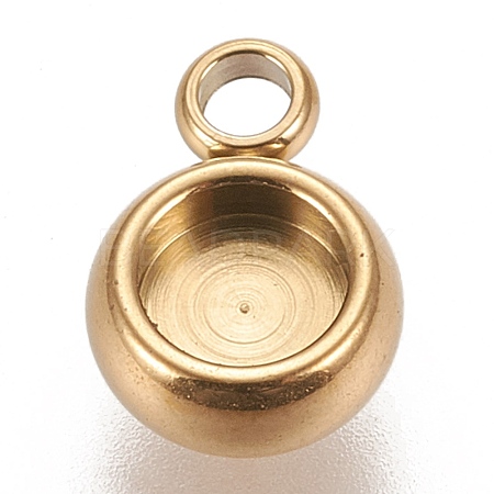 Ion Plating(IP) 304 Stainless Steel Pendant Cabochon Settings STAS-K202-03A-G-1