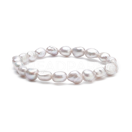 Natural Pearl Beaded Stretch Bracelet for Women BJEW-JB08868-02-1