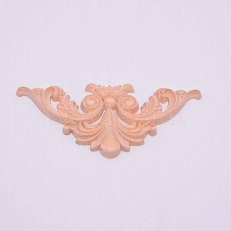 Natural Solid Wood Carved Onlay Applique Craft WOOD-WH0107-28-1