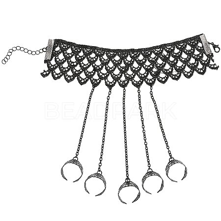2Pcs Halloween Gothic Finger Ring Bracelets for Women BJEW-CN0001-15-1