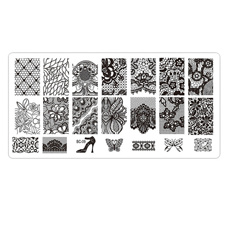 Lace Flower Stainless Steel Nail Art Stamping Plates MRMJ-L003-C09-1