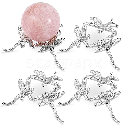 Dragonfly Alloy Crystal Ball Holders DJEW-WH0103-009-1