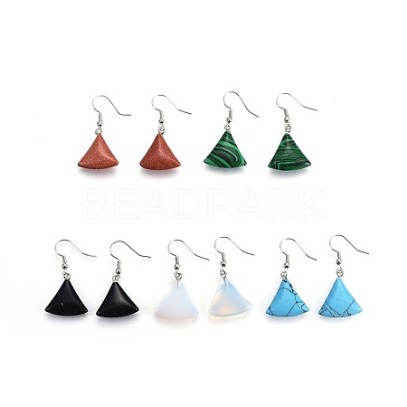 Synthetic Mixed Stone Dangle Earrings EJEW-L209-01M-1