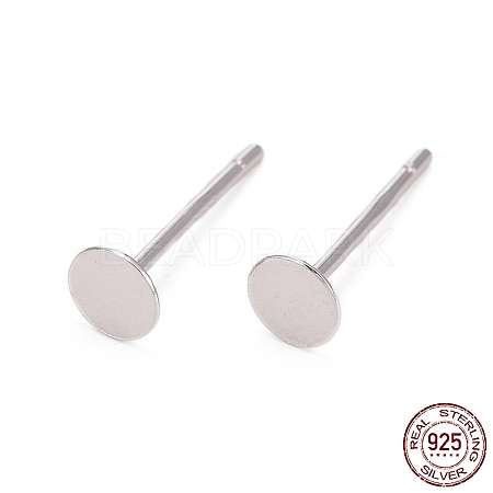 Anti-Tarnish Rhodium Plated 925 Sterling Silver Ear Stud Findings STER-A003-80-1