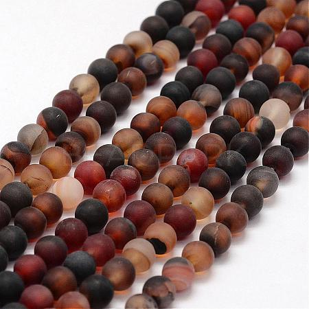 Frosted Natural Agate Beads Strands G-F373-8mm-1
