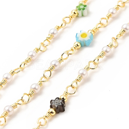 Glass Pearl & Flower Beaded Chains CHC-CJ0001-69-1