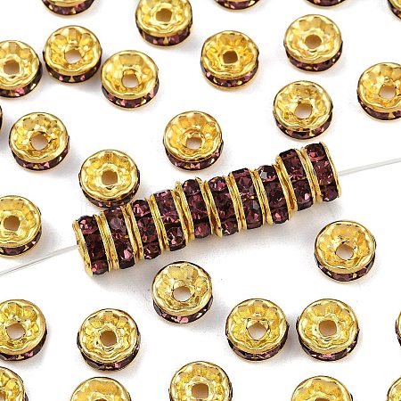 Brass Grade A Rhinestone Spacer Beads RSB038NF-16G-1