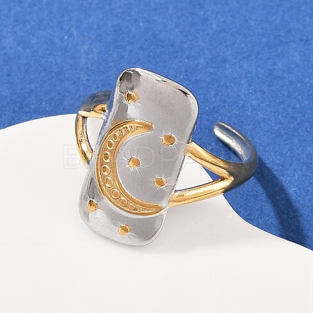 304 Stainless Steel Double Color Cuff Rings RJEW-S635-01GP-04-1