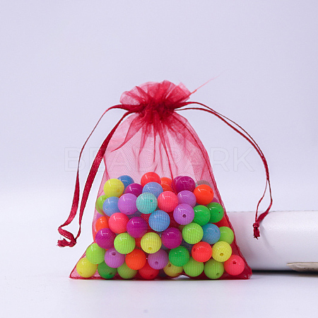 Rectangle Organza Drawstring Bags CON-PW0001-054D-13-1