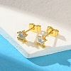 Brass Micro Pave Cubic Zirconia Stud Earrings For Women EJEW-B111-01G-02-1