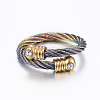 Trendy 304 Stainless Steel Torque Bangles & Rings Sets X-SJEW-H073-12A-4