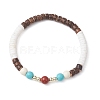 4Pcs 4 Styles Round Natural Red Jasper & Synthetic Turquoise & White Shell & Coconut Beaded Stretch Bracelet Sets BJEW-JB10812-3