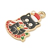 Christmas Kitten Alloy Enamel Pendants X-ENAM-I060-02D-2