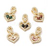 Rack Plating Brass Micro Pave Cubic Zirconia Charms ZIRC-C002-06G-1