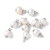 Brass with Natural Pearl Pendants KK-F892-35P-1