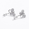 925 Sterling Silver Micro Pave Cubic Zirconia Stud Earring Findings STER-P035-09P-1