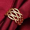 Real 18K Gold Plated Hollow Brass Criss Cross Rings for Women RJEW-BB08105-7A-2