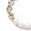 Adjustable Natural Pearl & Glass & Brass Braided Beaded Bracelet for Women BJEW-O187-03-2