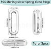 2Pcs 925 Sterling Silver Spring Gate Rings STER-SC0001-60-2