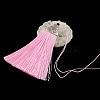Polyester Tassel Pendant Decorations with Antique Silver CCB Plastic Findings AJEW-R054-15-1